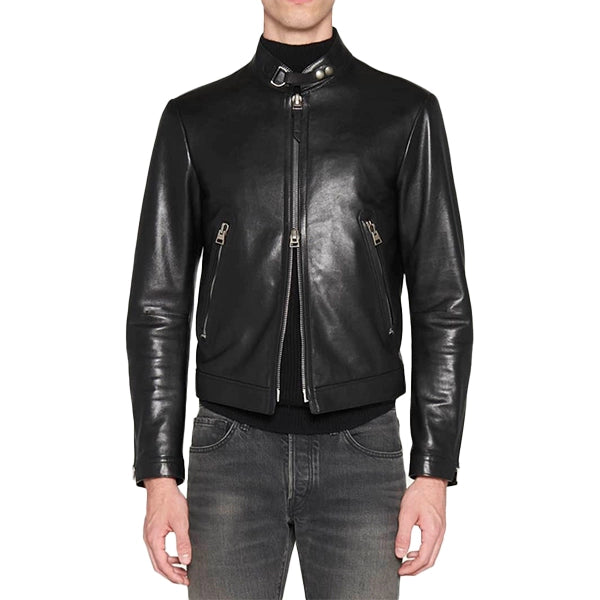 Men’s Soft Black Leather Biker Coat