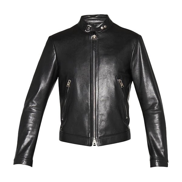 Men’s Soft Black Leather Biker Coat